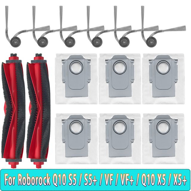 OSSIEAO Ersatzteil-Set für Roborock Q10 S5, Q10 S5+, Q10 VF, Q10 VF+, Q10 X5, Q10 X5+, Q10 PF, Q10 PF+, Q10V+ Plus mit Hauptbürste, Seitenbürste und Staubbeuteln - Bild 1