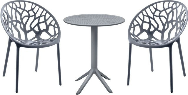 DELUKE Bistroset NODAN Gartenmöbelset aus Kunststoff in Anthrazit für 2 Personen, B/T/H: 70 x 70 x 80 cm - Bild 1