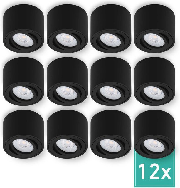 Oktaplex Lighting 12er Set moderne LED-Spots aus Aluminium in Schwarz, dimmbar, Neutralweiß 4000K, 230V - Bild 1