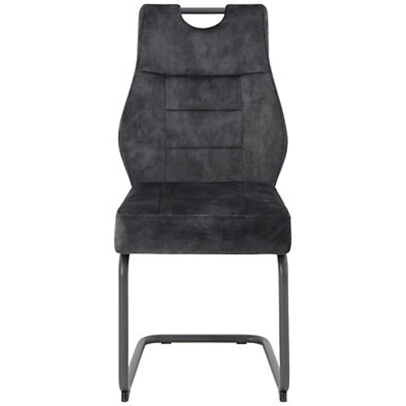 2er Set Schwingstühle Hela in Anthrazit mit Vintage Microfaser und Samtvelour, B/H/T: 47 x 99 x 61 cm - Bild 5