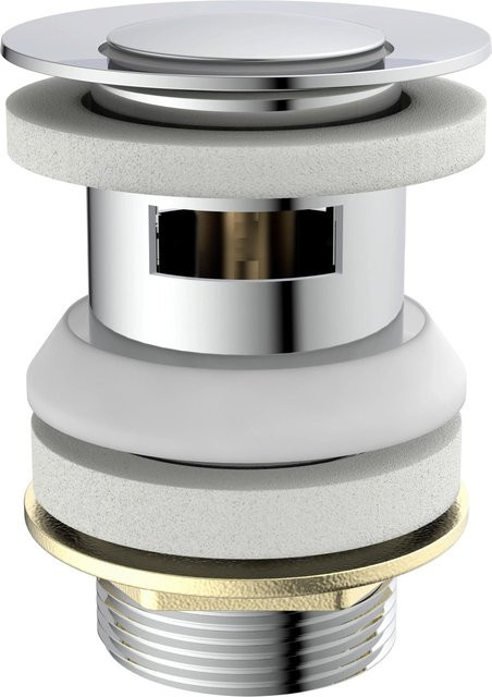 Schütte Sanitärzubehör Basin Press-Exzenter mit Überlauf aus Messing in Chrom-Optik - Bild 1