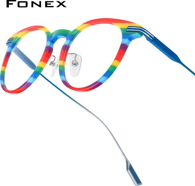 FONEX Brille, Vollrand, Rund, Acetat, Titan, Unisex, Multicolour - Bild 1