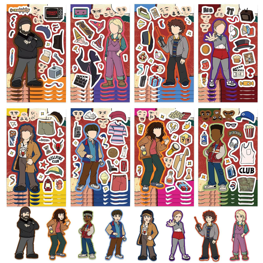 Make a Face Cartoon-Charakter Aufkleber Set in Multicolor für Tagebuch, Notebook und Handyhülle - Bild 2