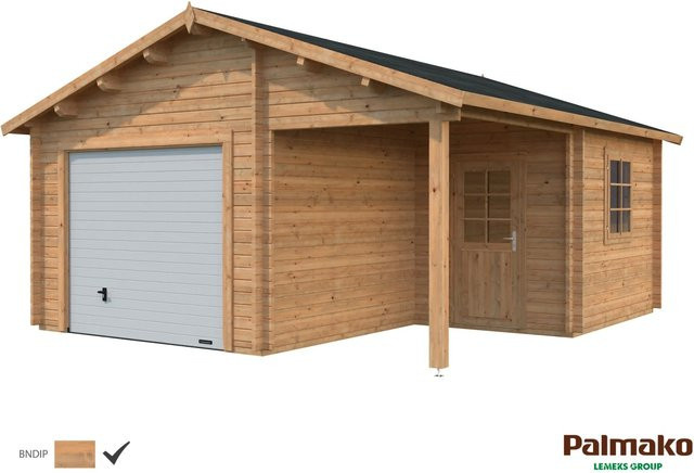 Palmako Holzgarage Roger mit Sektionaltor in Braun, B/T: 510 x 550 cm - Bild 1
