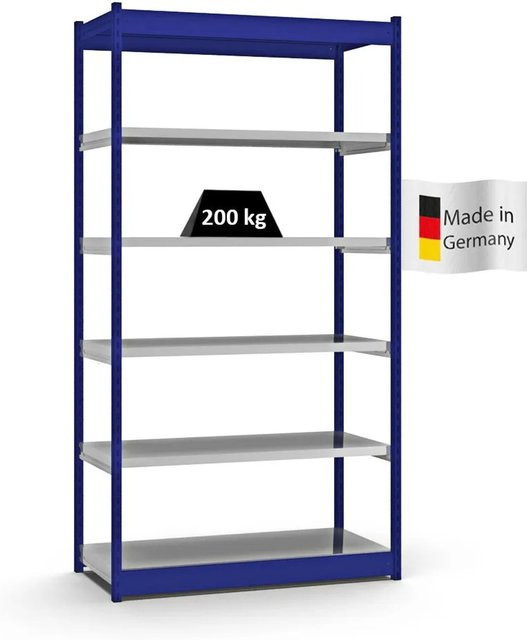 PROREGAL Fachbodenregal Stecksystem mit Vierkant-Profil, einseitige Bauart, 6 Ebenen, Enzianblau, H x B x T: 250 x 132,5 x 50 cm - Bild 1
