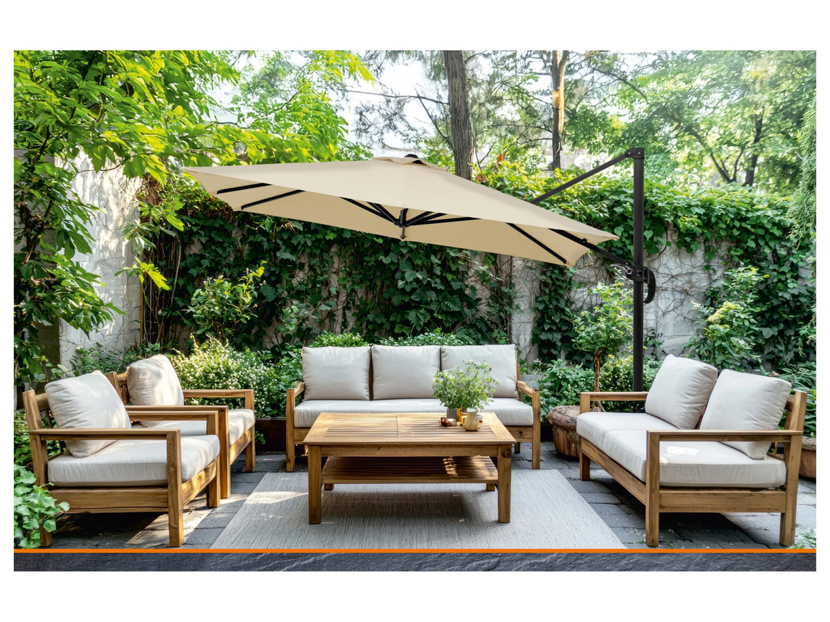 SCHNEIDER Valencia Grande Ampelschirm in Natur mit Polyesterbespannung, B/T/H: 280 x 280 x 230 cm - Bild 2