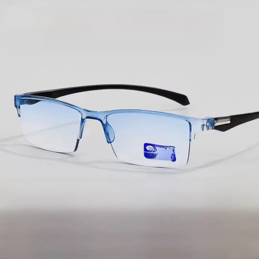 Lesebrille Halbrand, blau, rechteckig, Kunststoff - Bild 1