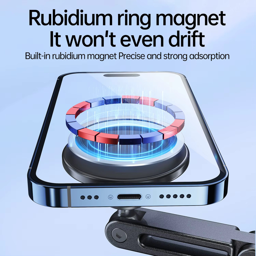 VIKEFON Magnetische Desktop Laptop Handyhalterung mit langem verstellbarem Arm und selbstklebender Basis für MagSafe iPhone und Samsung, Schwarz - Bild 5
