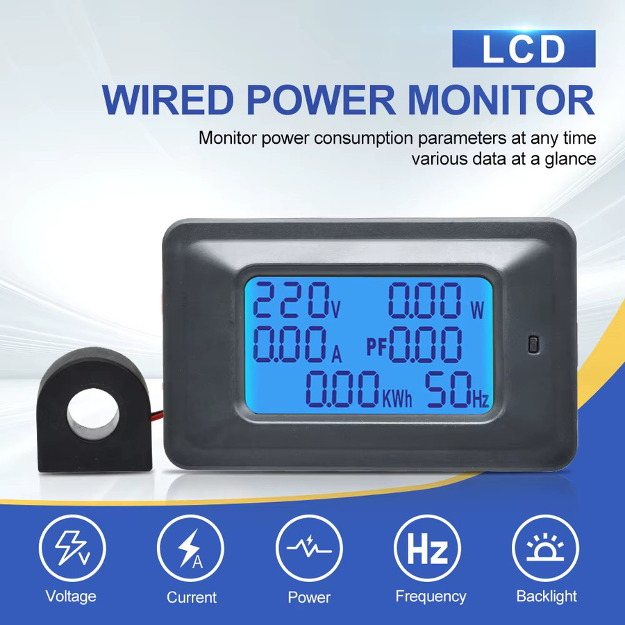 Aideepen Digitales LED Voltmeter Amperemeter Wattmeter zur Messung von Spannung, Strom und Leistung, Schwarz - Bild 2