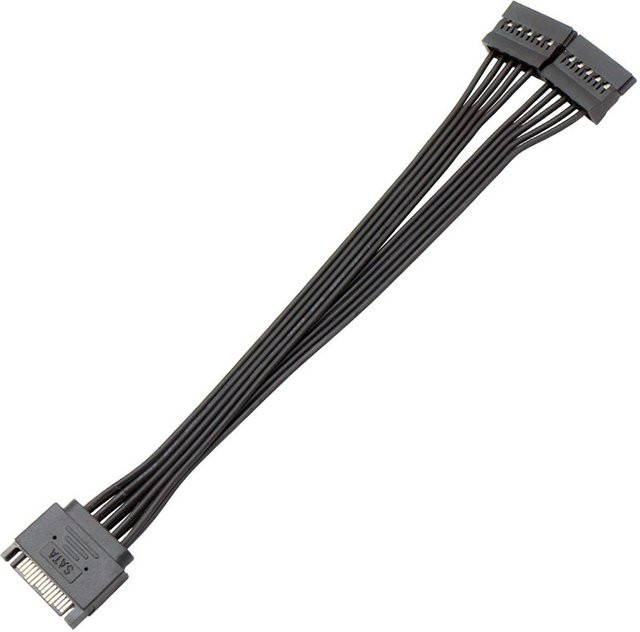 Sata Power Splitter Kabel Schwarz: 15-poliger Stecker auf 2 Buchsen Y-Splitter Verlängerungskabel für SSD und HDD - Bild 1