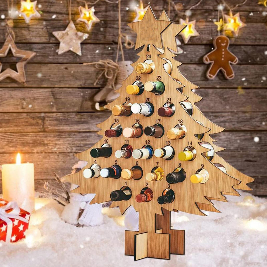 OutsideWorld Weihnachts-Countdown Weinregal aus Holz in Braun - Bild 3