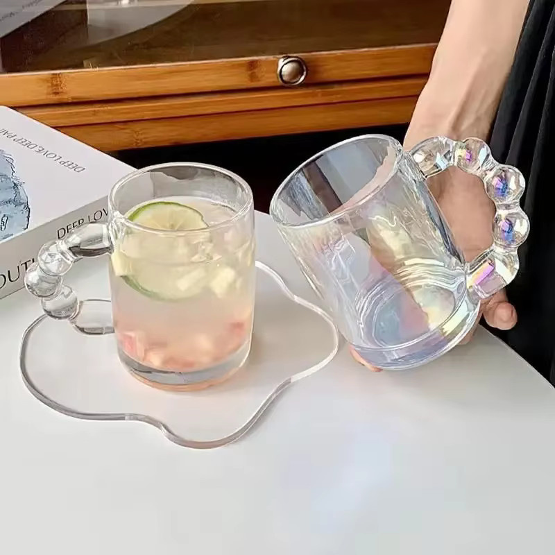 Luxuriöse Kaffeetassen aus Glas im europäischen Stil, transparente Teetassen mit Henkel für Milch und Nachmittagstee - Bild 3