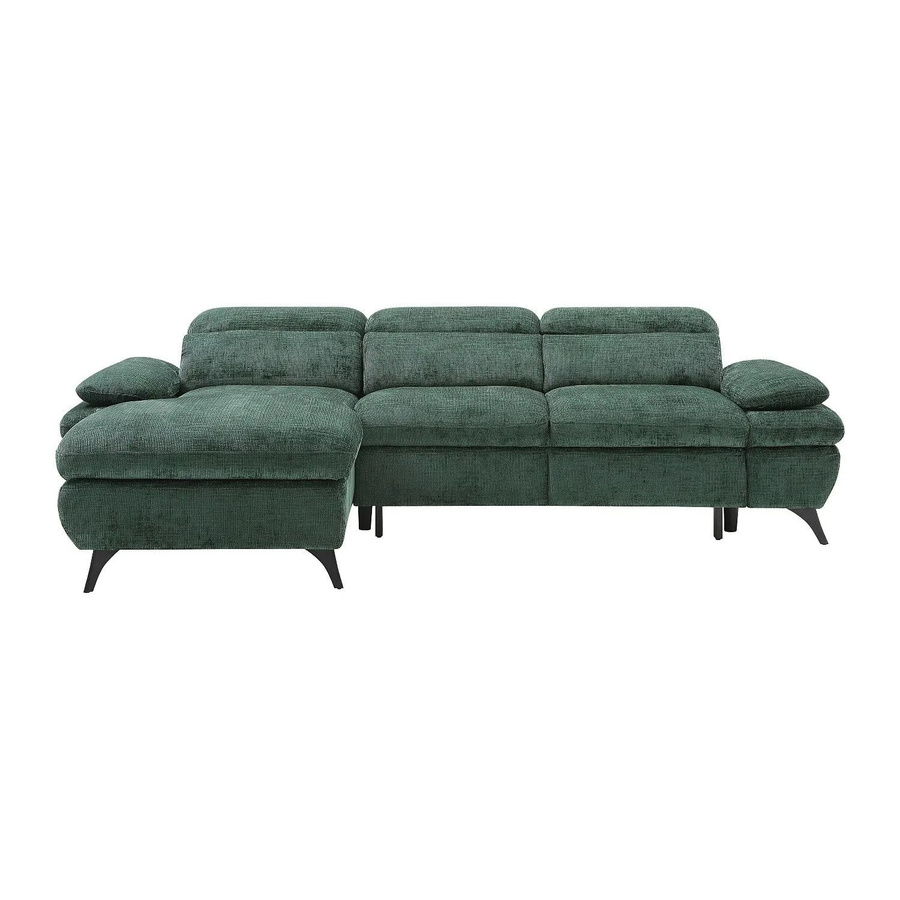 Vente-unique Schlafsofa Surdeli in Grün mit L-Form und Textilbezug, Breite: 284 cm - Bild 2