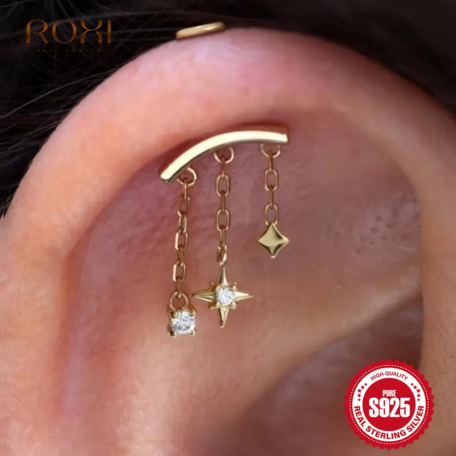 ROXI Ohrringe, 925 Silber, Stern Mond Quaste, Damen - Bild 2