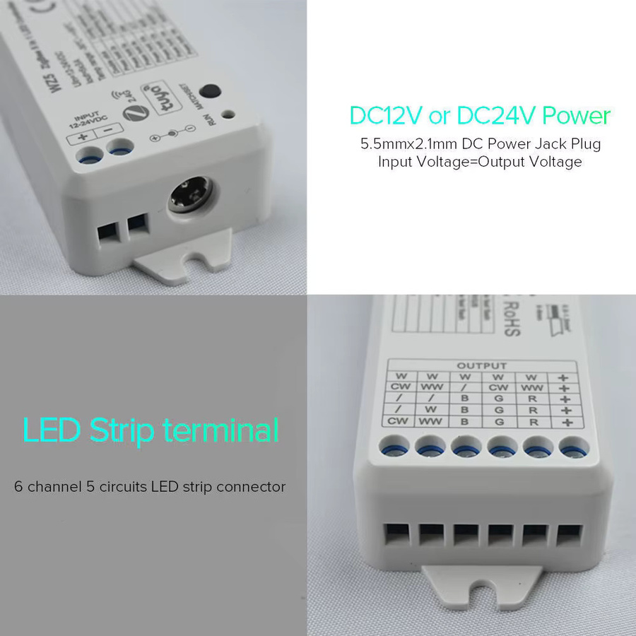 CENFAYA ZigBee 5 in 1 LED Controller mit RF Touch Panel, Smart Dimmer Kit für LED Streifen mit App- und Sprachsteuerung, DC 12V 24V, RGB Unterstützung - Bild 3