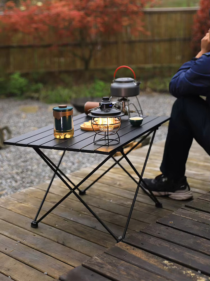 DUTRIEUX Tragbarer Camping-Klapptisch aus Aluminiumlegierung in Schwarz, ultraleichter Esstisch für Picknick und Wandern - Bild 7