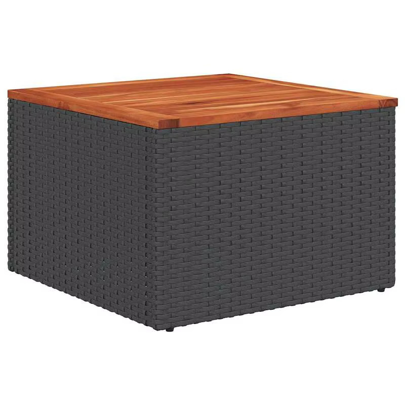 vidaXL Gartentisch aus Polyrattan und Akazienholz in Schwarz und Grau, B/T/H: 55 x 55 x 37 cm - Bild 2
