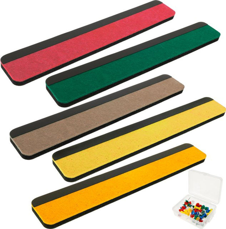 5-teiliges Büro-Korktafel-Set mit schwarzem Filz, wandmontierte Pinnwand aus Kork und Textil in Braun, Schwarz und Mehrfarbig - Bild 1