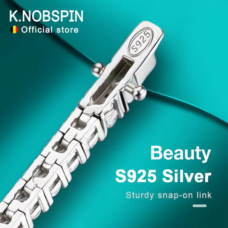 Knobspin Moissanit-Tennis-Armband, 925 Silber, Weiß, Diamant, Unisex - Bild 3