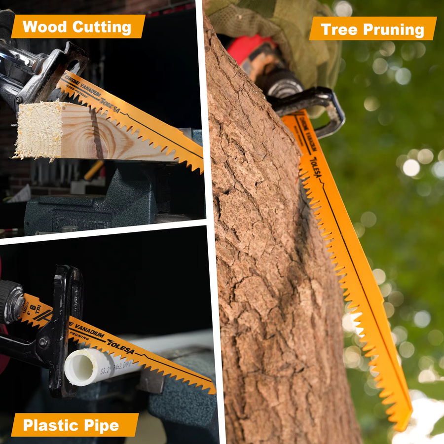 TOLESA 5er Set professionelle Säbelsägeblätter für Holz mit 6 TPI, Länge: 15,24 cm - Bild 3