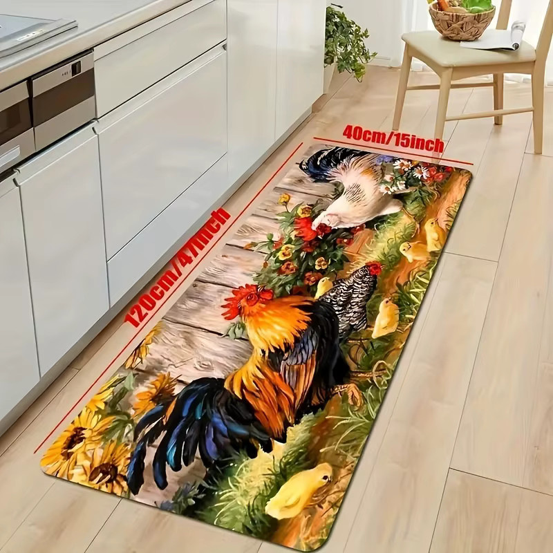 VIKAMA Huhn Küchenteppich mit Tiermotiv, waschbarer Bodenmatte aus Polyester, Mehrfarbig, B/T: 60 x 40 cm - Bild 4