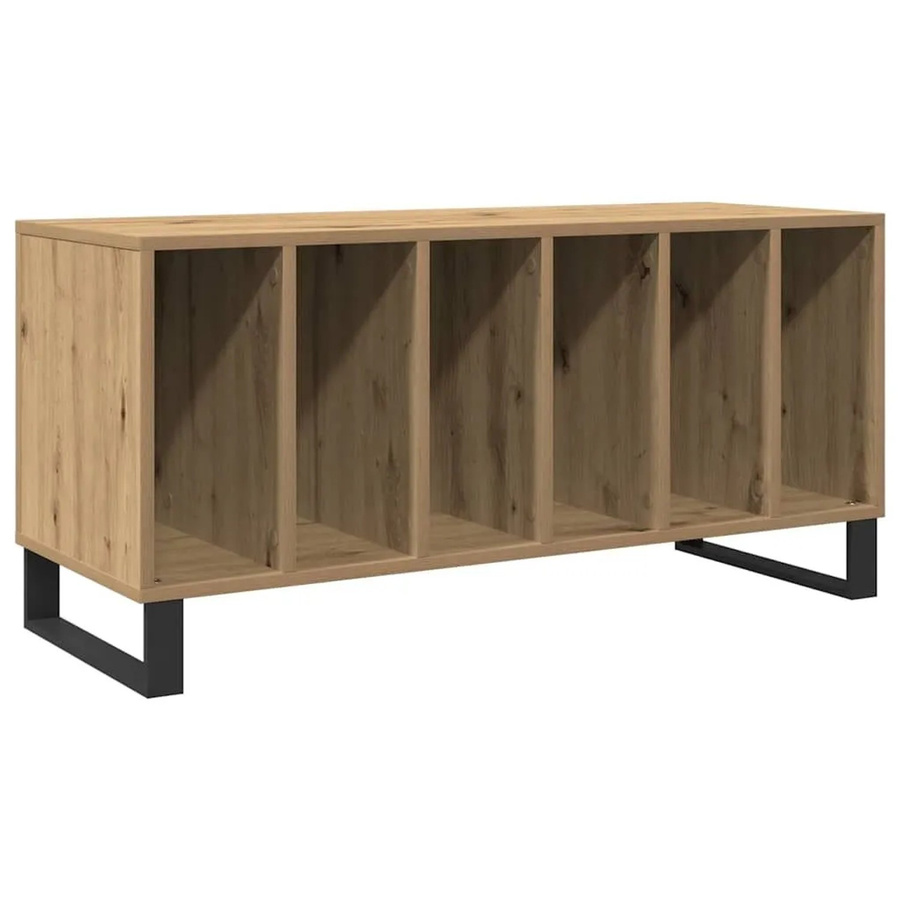 vidaXL Schallplattenschrank mit Regal in Artisan-Eiche, Farbe Braun, B/T/H: 100 x 38 x 48 cm - Bild 2
