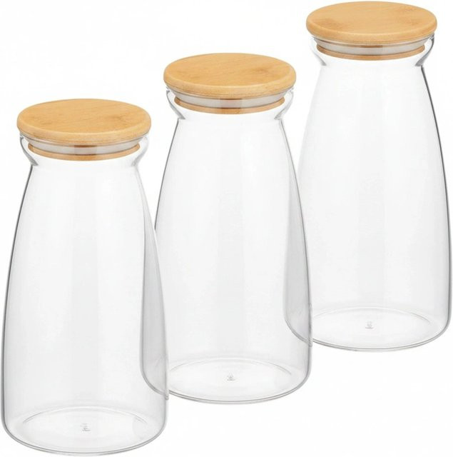 Relaxdays Vorratsgläser 3er Set aus Glas, transparent, luftdicht, Höhe: 21,5 cm, Breite: 12 cm - Bild 1