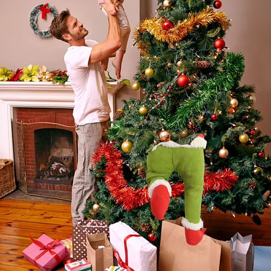 APWIKOGER Weihnachts Elf und Santa Claus Bein Ornament in Rot als hängende Dekoration für den Weihnachtsbaum, Zimmer und Garten - Bild 6