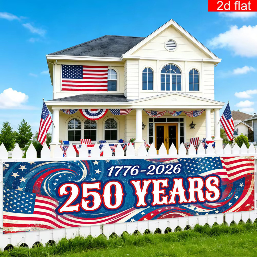 OURFETE USA 250. Jubiläumsbanner Patriotische Dekoration 1776-2026 Mehrfarbig B: 200 cm, H: 45 cm, T: 1 cm - Bild 2
