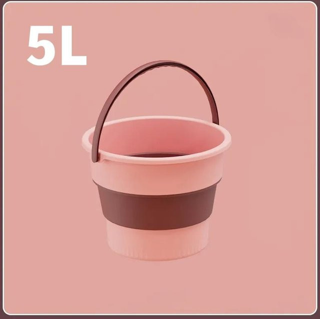 Faltbarer tragbarer Silikoneimer mit Abdeckung von Yiran Furniture in Brown oder Pink, 5L oder 10L - Bild 1