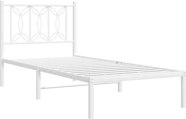 vidaXL Bettgestell aus Metall mit Kopfteil in Weiß, B/T/H: 80 x 200 cm - Bild 1