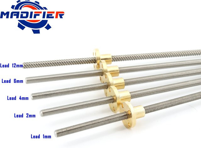 GKTOOLS Trapezspindel aus Edelstahl 304 T6 mit Messingmutter, Farbe Silber, Länge: 200 mm - Bild 1