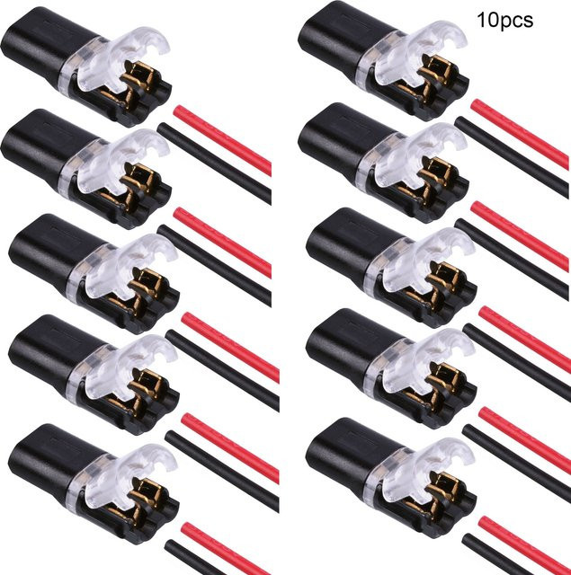 10 Stück H-Typ Kabelstecker 2-Draht-Steckverbinder mit Verriegelung wasserdicht und lötfreier Schnellverdrahtung - Bild 1