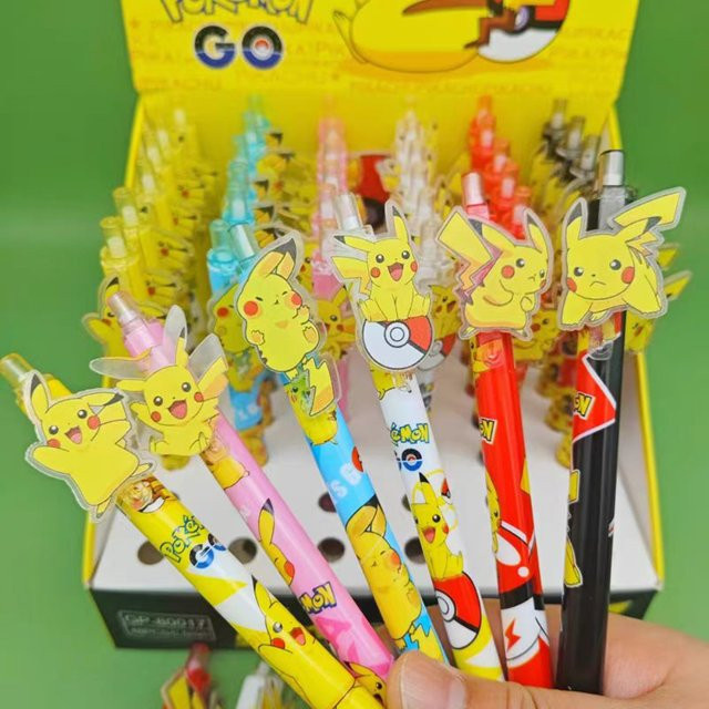 Bandai Pokemon Pikachu Gelstifte 6er Set mit schwarzer Tinte und 0,5 mm Spitze in Mehrfarben - Bild 1
