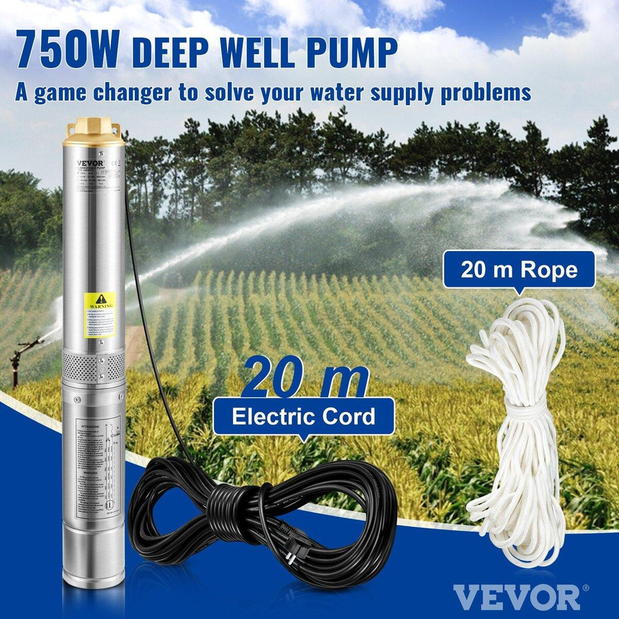 Buying Solutions, MB Tiefbrunnen-Tauchpumpe mit 750W, 105L/min und 62 m Förderhöhe, sandbeständig - Bild 3