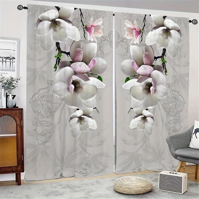 Yiran Furniture Vorhänge mit Gold Diamant Rose Blumen Muster, semi-transparent, Polyester, Farbe Gold, B: 65 cm, H: 60 cm, 2er-Set inklusive Haken - Bild 1