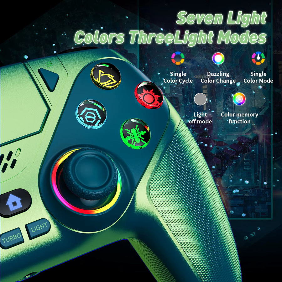 Bonacell Kabelloser Controller für PS5, PlayStation 5 Pro, Slim und PC mit RGB-Hall-Effekt, Dual-Vibration und Turbo-Funktion, Farbe: Rot - Bild 2
