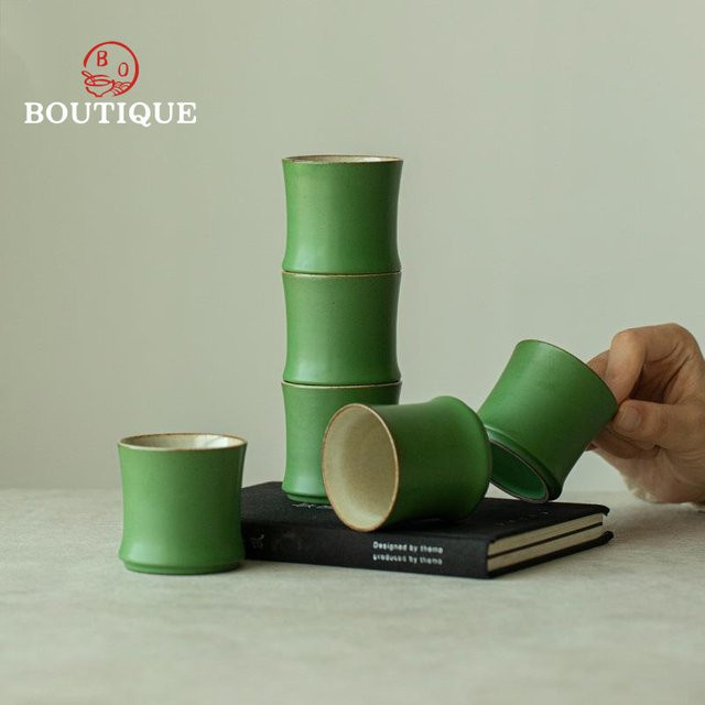 PGY Keramische Teetasse mit grüner Bambus-Glasur, 90 ml - Bild 1