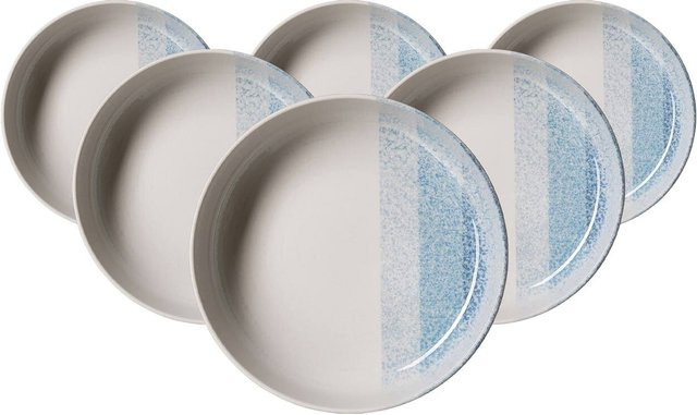 Ritzenhoff & Breker Trio Suppenschalen aus Steinzeug, 6er Set, Blau, gestreift, Durchmesser: 18,5 cm - Bild 1