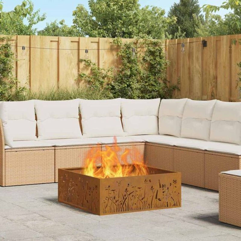 Vidaxl Feuerplatz aus Stahl in Braun B/T/H: 80 x 80 x 30 cm - Bild 1