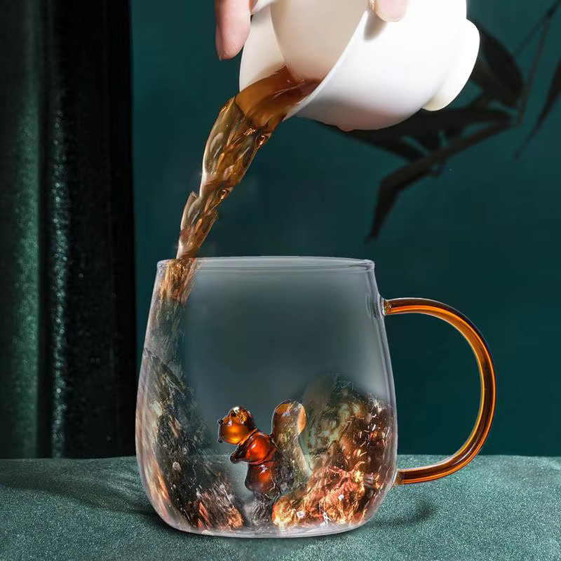 Nette 3D Cartoon Tier Glas Tasse für Kaffee und Saft, transparent, 380 ml - Bild 2