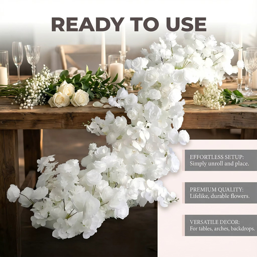 Uflower 3D Künstliche Blumenreihe Weiß für Hochzeit, Party und Heimdekoration - Bild 4