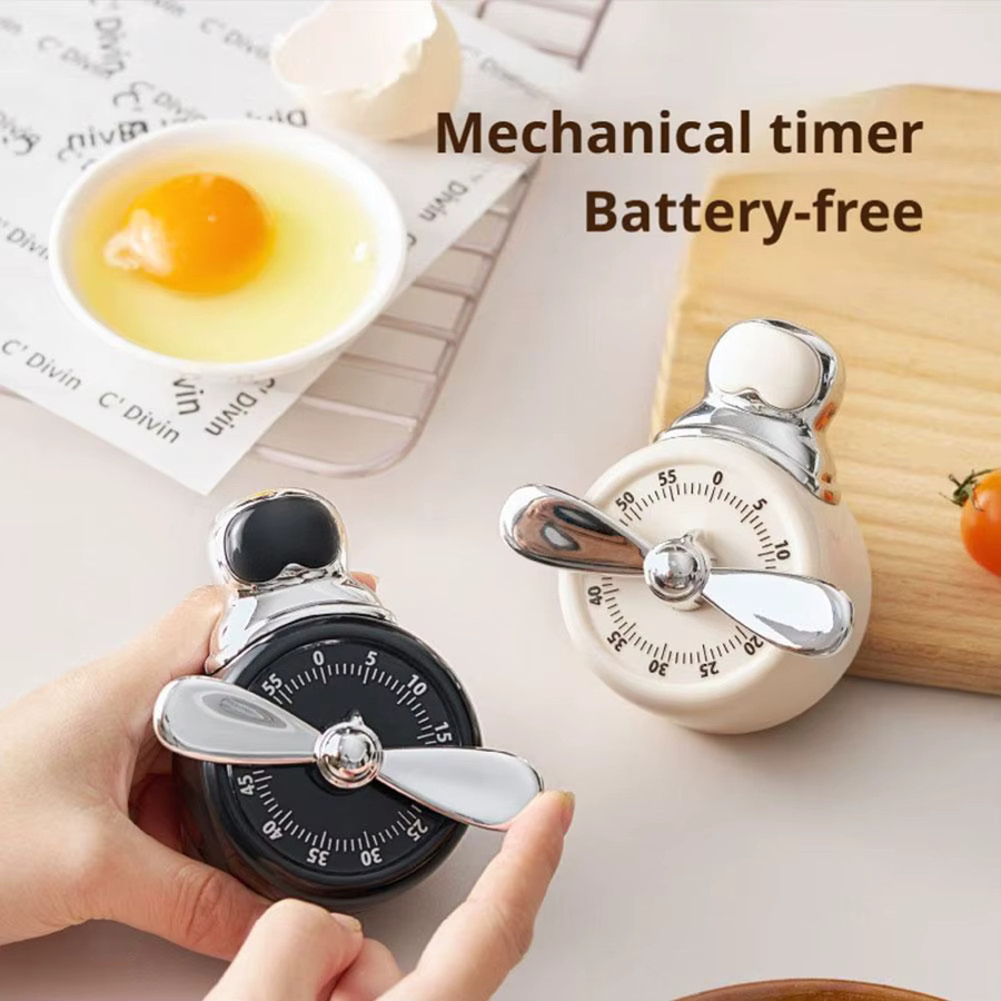 Venlohome Magnetischer Visueller Timer Mechanischer Küchentimer in Schwarz, Rund, Durchmesser: 10 cm, Tiefe: 9 cm - Bild 2