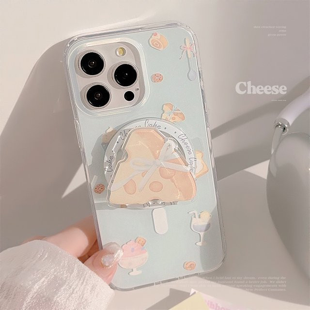 MUQGEW Magnetische iPhone Handyhülle mit süßem Brot-Käse-Design, zweilagiger stoßfester Schutz für iPhone 16, 15, 14, 13, 12 Pro Max - Bild 1