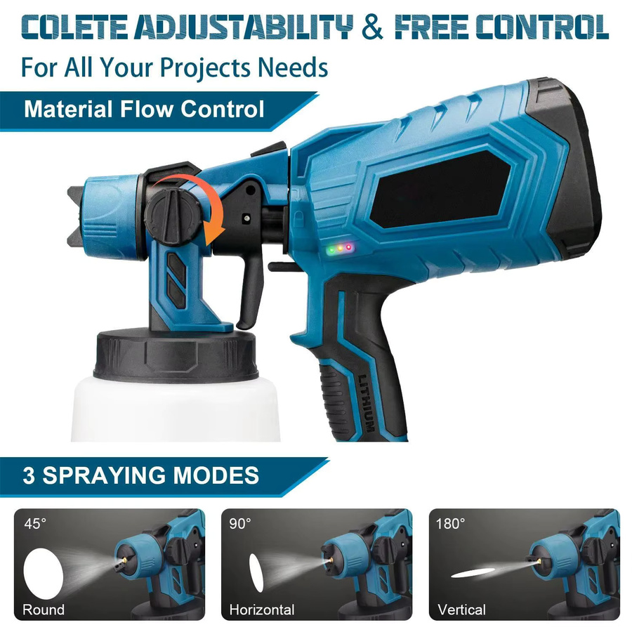 Bromose Kabellose Elektrische Spritzpistole in Blau, Tragbarer Farbsprüher für Haushalt und Möbelbeschichtung, Airbrush-Set für Makita 18V Akku, 1000 ml - Bild 6