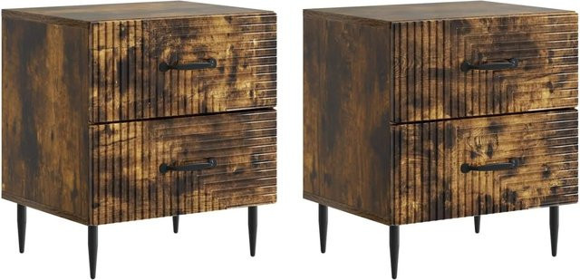 Set aus 2 vidaXL Nachttischen in Geräucherte Eiche, Vintage Design, B/T/H: 43 x 34,5 x 47,5 cm - Bild 1