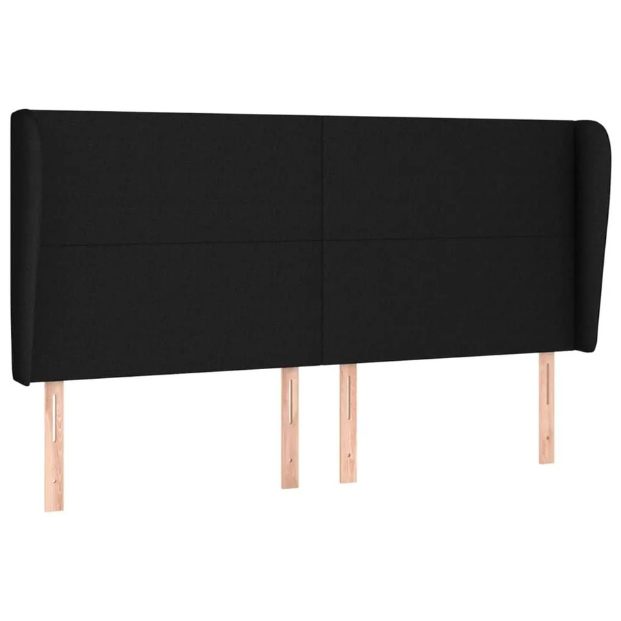 vidaXL Kopfteil mit Ohren in Schwarz aus Stoff, B/T/H: 163 x 23 x 118/128 cm - Bild 2