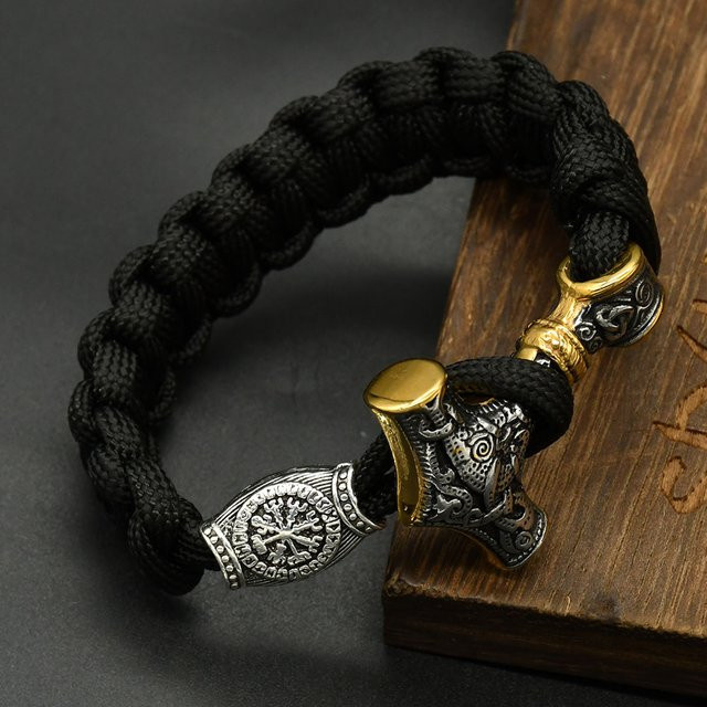 Armband Herren Edelstahl, Viking Mjölnir Thor Hammer, Armreif - Bild 1