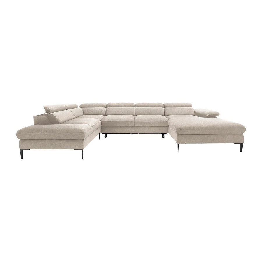 Pascal Morabito Schlafsofa Sepina in L-Form mit Samtbezug, Beige, Breite: 353 cm - Bild 2