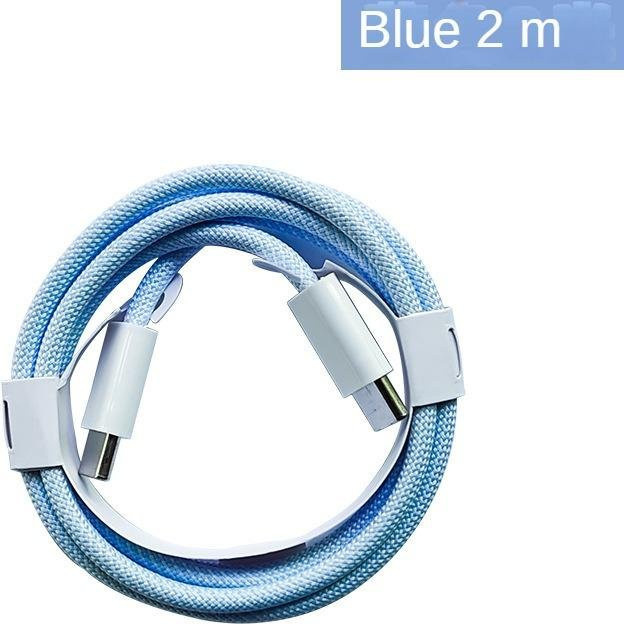 L.RIDING PULO PD60W Schnelllade-Datenkabel für iPhone 15, geflochtenes USB-C-Kabel, Blau, Länge: 2 m - Bild 1